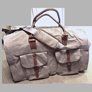 LARGE GRAY CANVAS GYM/TRAVEL BAG